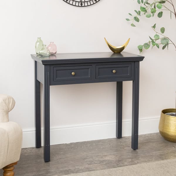 Navy Black 2 Drawer Console / Dressing Table - Daventry Navy Black Range