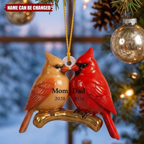 Vintage Nostalgic Cardinals Memorial Dad Mom Christmas Personalized Acrylic Ornament