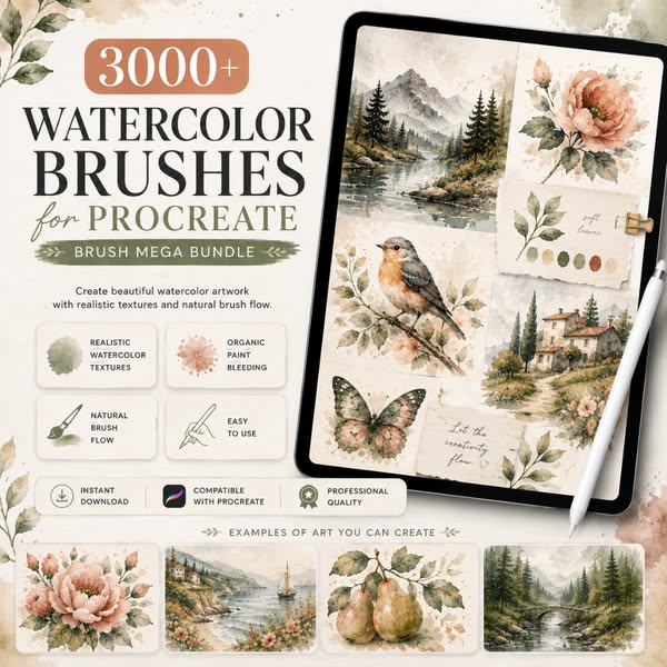 90% Off Watercolor Brushes for Procreate
