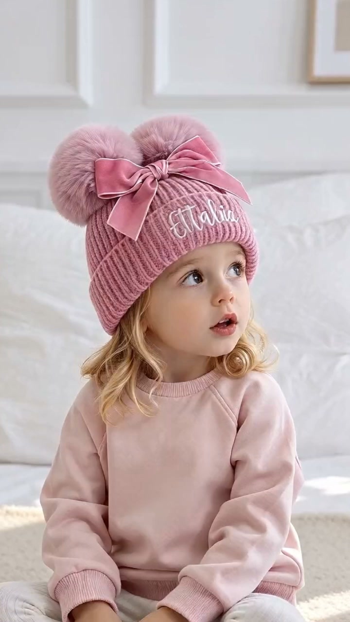 Personalized Kid's Name Pom Pom Hat