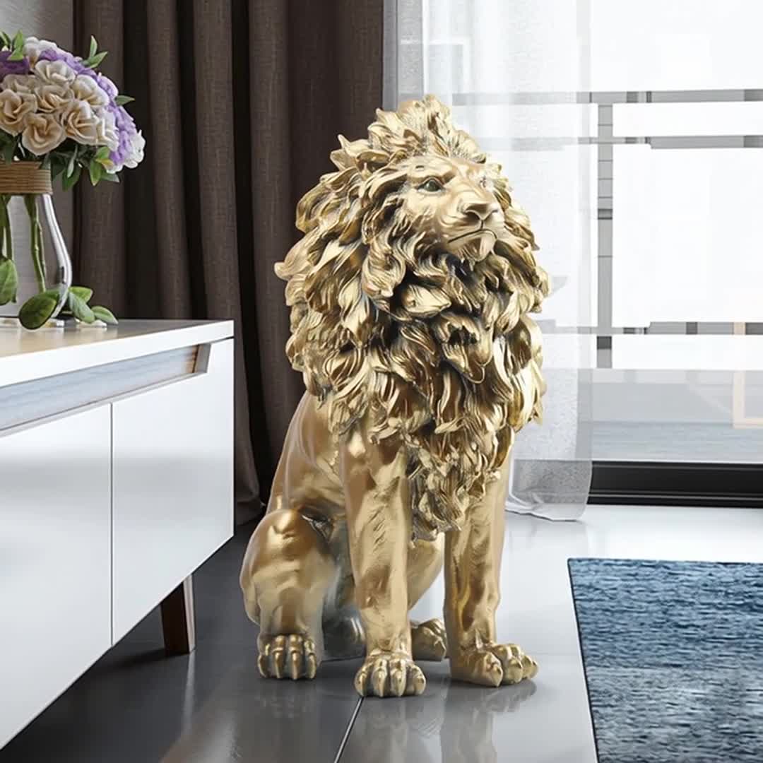 Majestic Gold Lion – Floor Sculpture