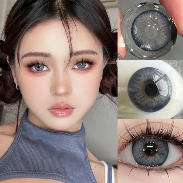 Cream Mottled Gray 14.2mm Contact Lenses(12 months wear) -1.50