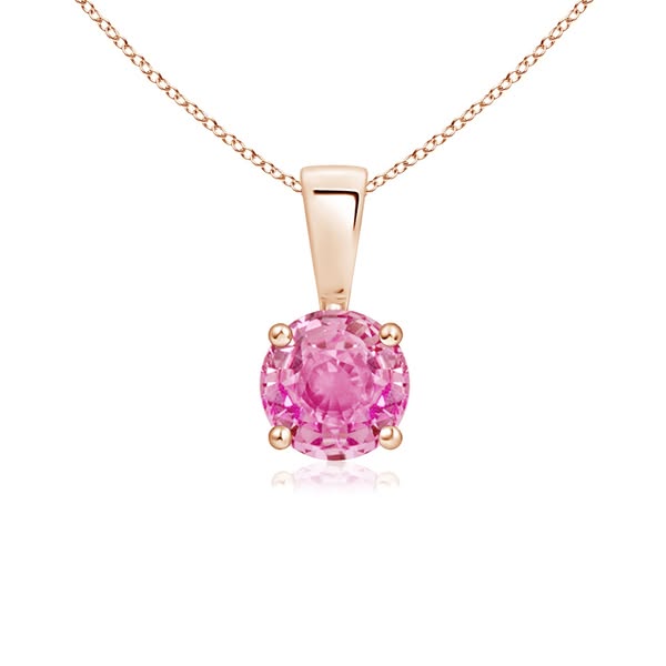 Classic Round Pink Sapphire Solitaire Pendant