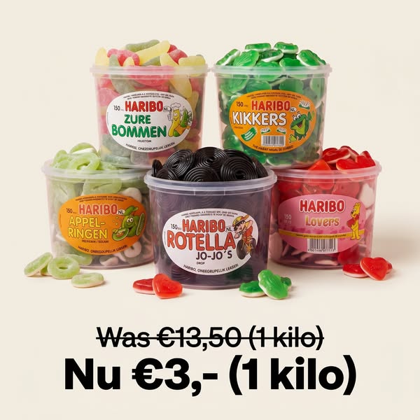 1 kilo Haribo voor €3