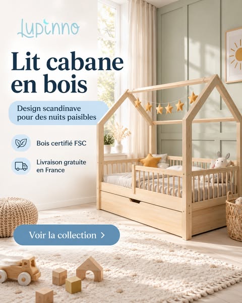 Lit cabane en bois