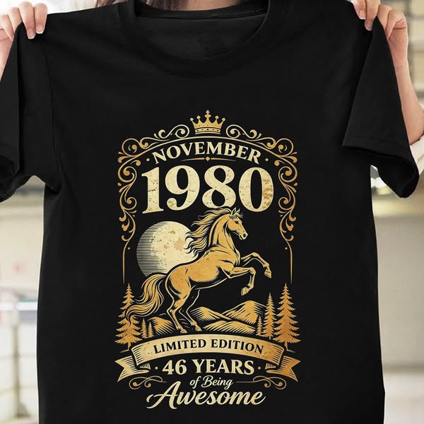 November 1980 46th Birthday Horse Shirt – Limited Edition Birthday Gift
