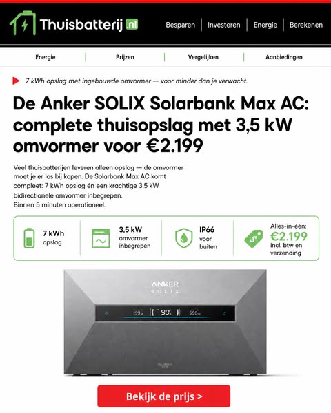 7 kWh opslag met ingebouwde omvormer — voor minder dan je verwacht.
