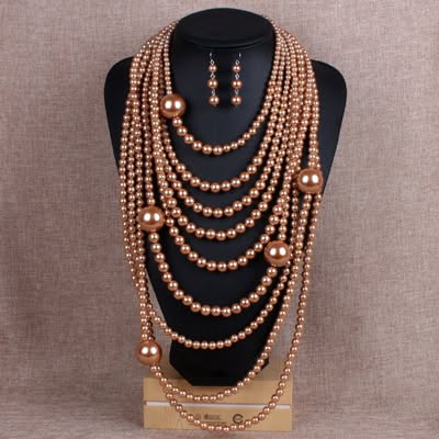 Exaggerated Round Pattern Jewelry Set for Women Featuring Beading with Imitation Pearl Accents, 1 Set$6.57