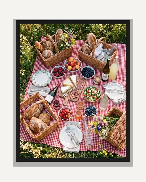 Picknick i gräset – Inramad poster 50×70