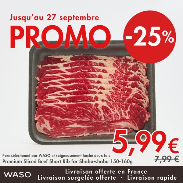 Bœuf pour shabu-shabu à -25 %