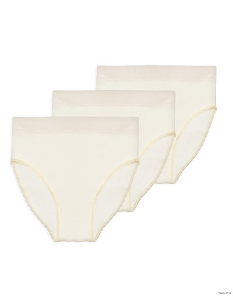 Women's merino wool/silk high-waisted briefs (3-pack)