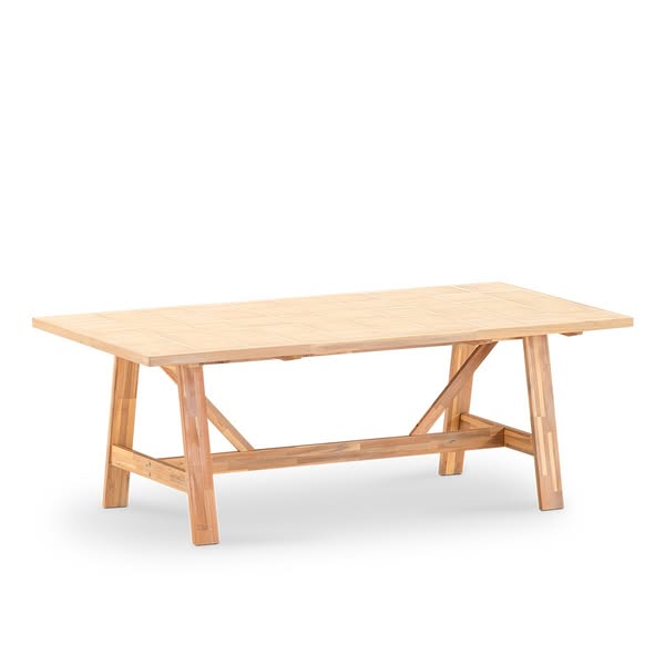 Mesa comedor jardín 200x100 de madera y cerámica beige - Ceramik