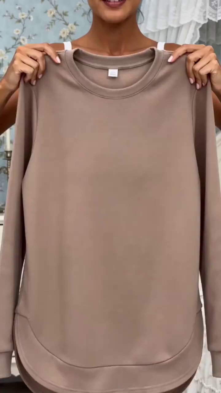 High Low Hem Top! Stylish Long Sleeve Basic
