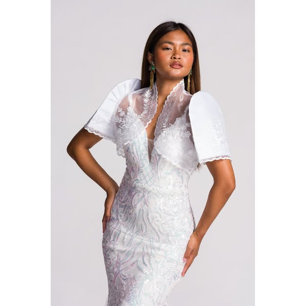 'Luisa' Bolero Filipiniana Sleeves (Snow White)