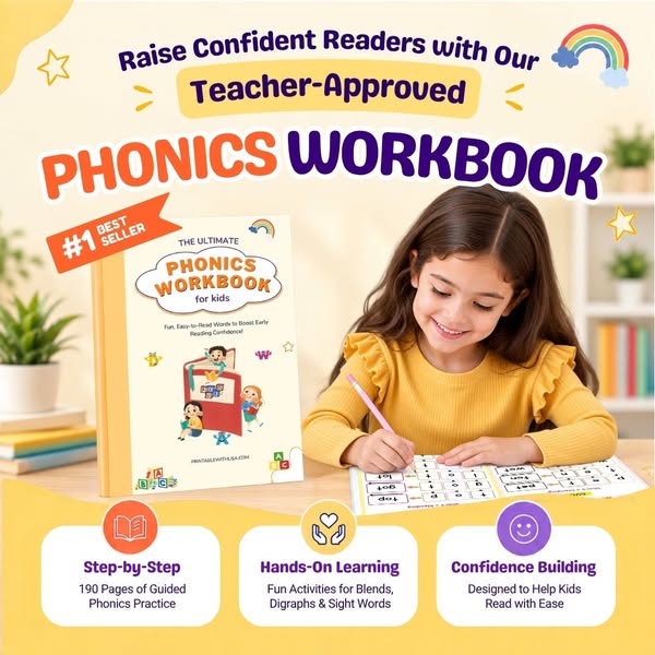 The number one teacher-approved phonics workbook — raise confident readers at 90% off today.