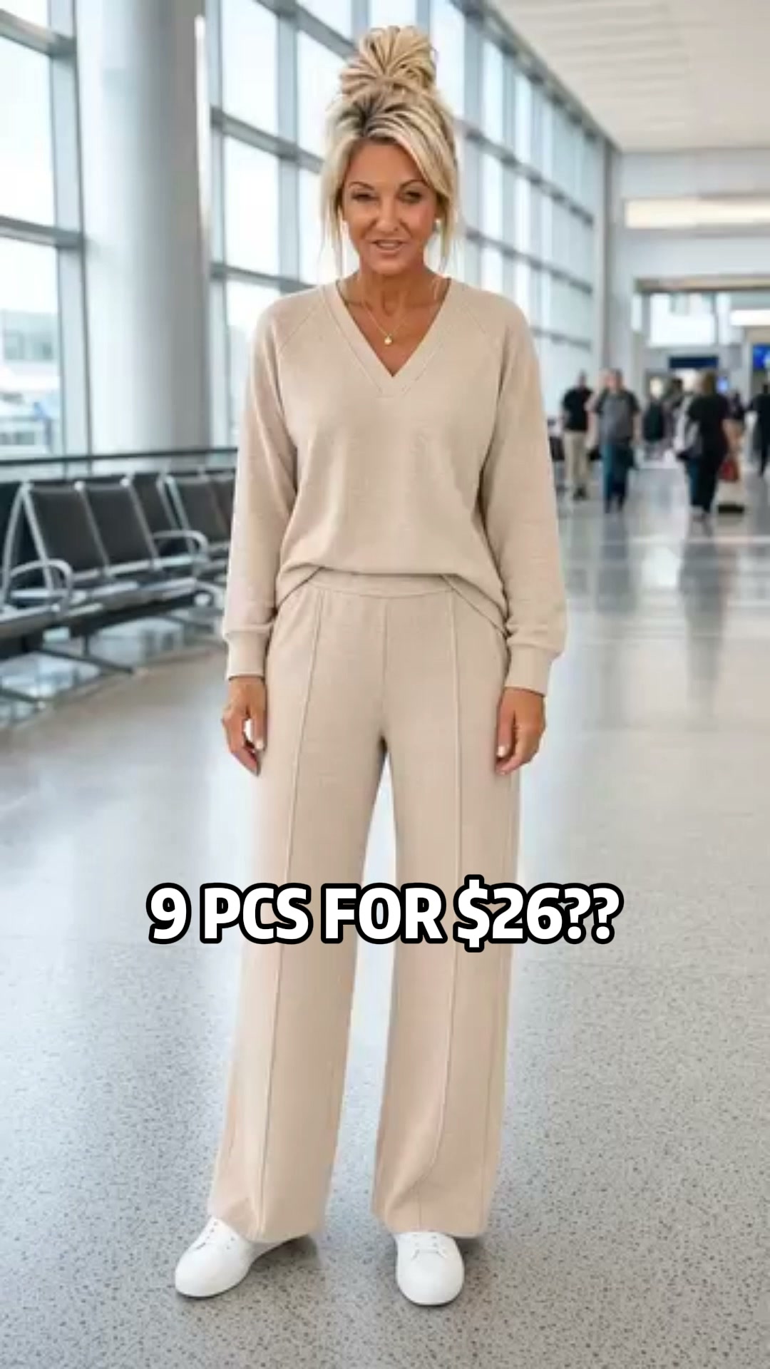 Women’s V-Neck Top & Wide-Leg Pants 2-Piece Set