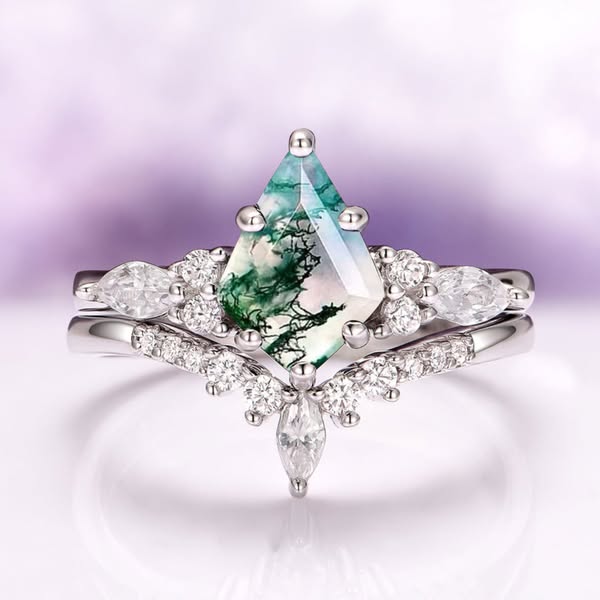 Skye Kite® Green Moss Agate Ring in Sterling Silver
