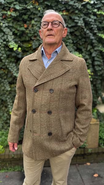 Harris Tweed P-Coat in Mustard