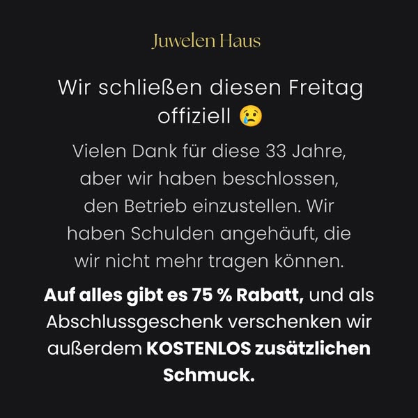 Letzte Chance, ein Stück von Juwelen Haus zu erwerben
