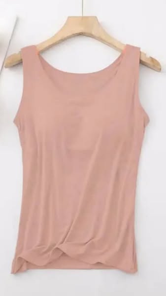 Women's Tank Top with Built-In Bra, Sleeveless Casual Basic Round Neck Regular