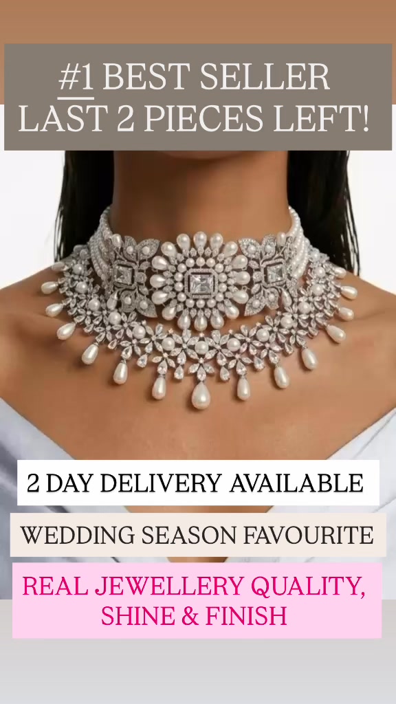 Maharani Paso Pearly Trio Diamond Necklace Set & Zoya Pearl and Diamond Necklace Set (2 Necklaces & 2 Earrings) - $650