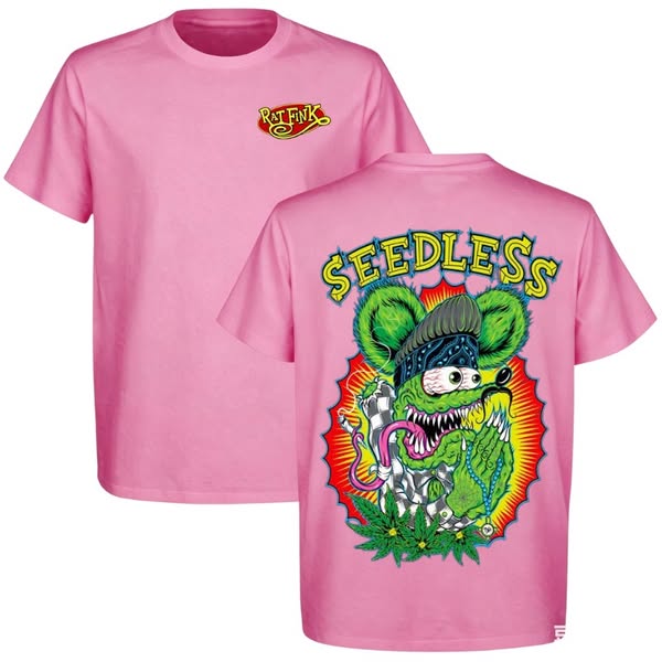 Seedless Ratfink Praying Fink Green Smoking Printed Men's T-shirt Pink-3XL