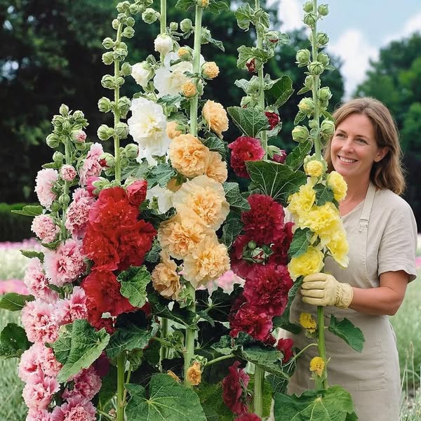 Hollyhocks That Grow 6ft Tall — One Row = A Flower Wall