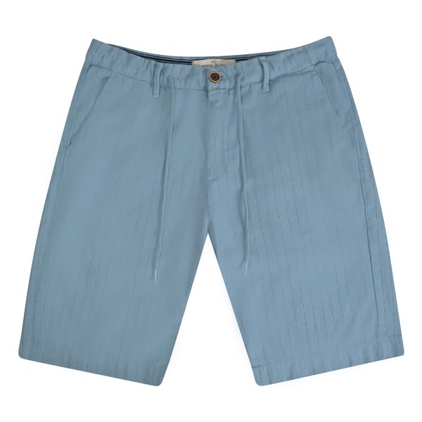 Βερμούδα Ριγέ Γαλάζιο in Cotton Modern Fit