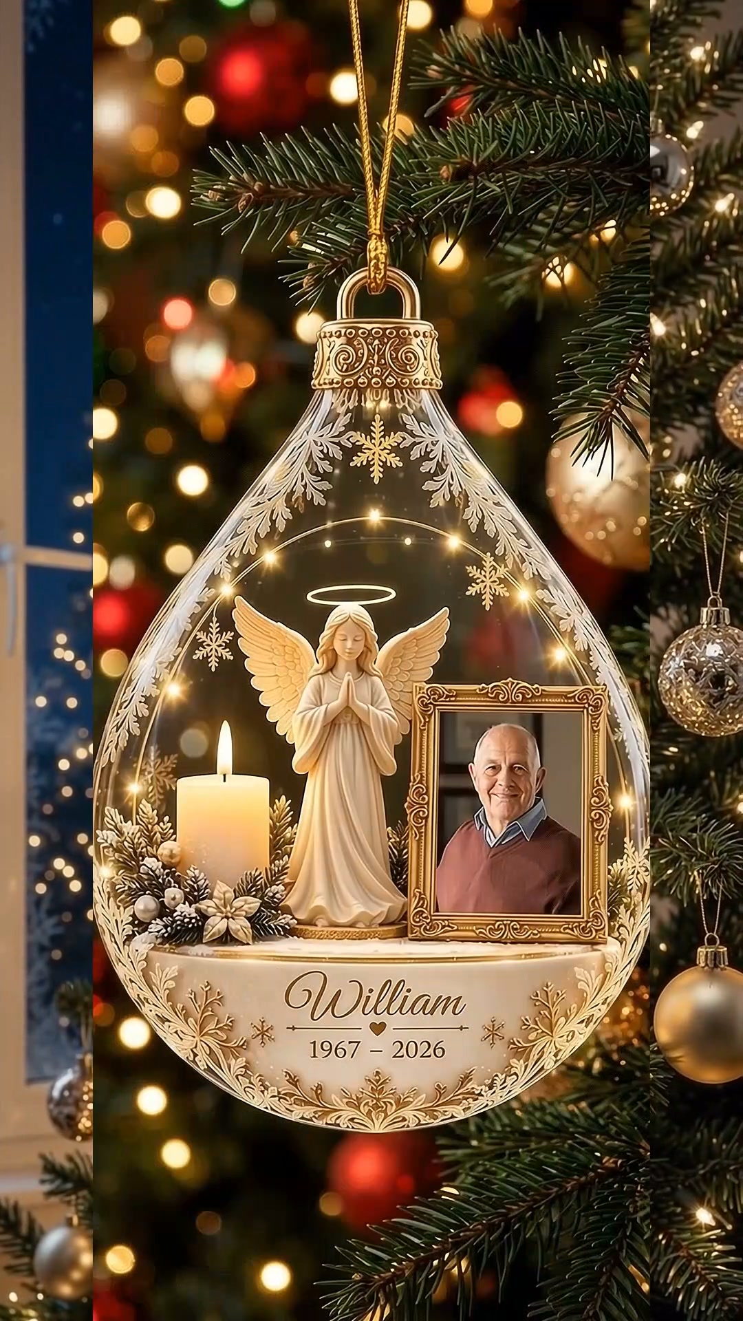 Personalized Custom Photo Memorial Angel Ornament