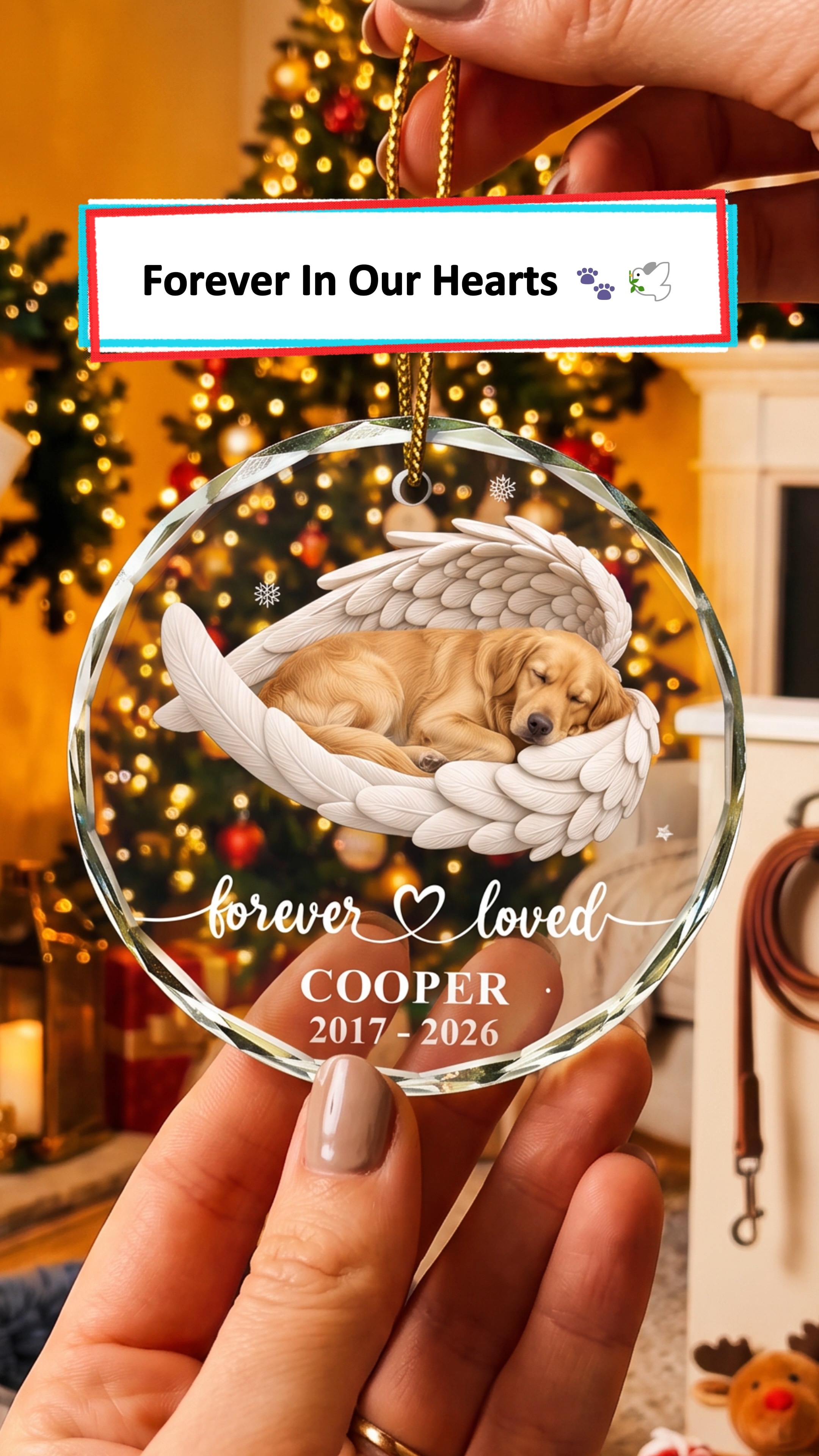 Keep your beloved pet present through your first Christmas without them with a glass ornament that fills the empty spot on your tree with