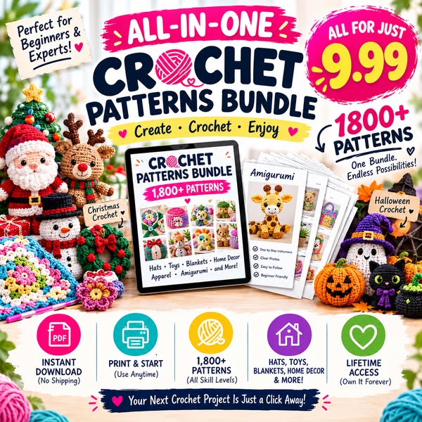 Download once. Explore thousands of designs. Start crocheting!