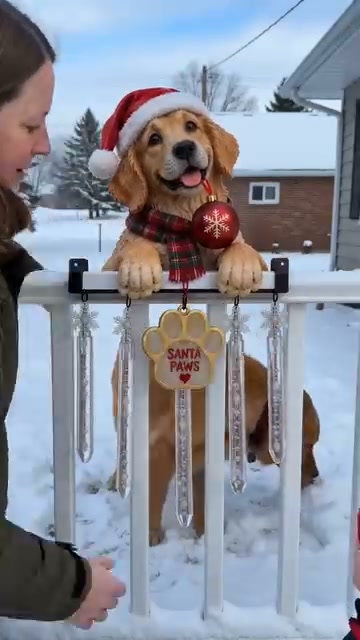 Santa Paws Christmas Porch Glow – Lighted Dog Railing Decor