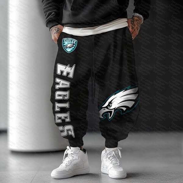 Unisex Casual Streetwear Plush Pants Silver Fox Fleece-Lined BLACK-M
