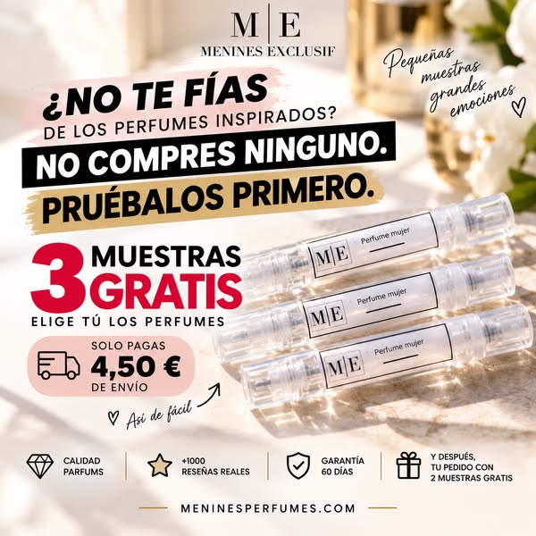 3 perfumes. 0 € en muestras