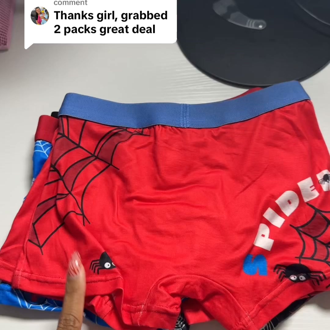 5-Pack Boys Spider Cartoon Print Comfortable Casual Streetwear Underwe