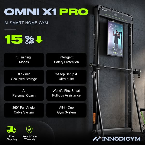 INNODIGYM OMNI X1 Pro Smart Home Gym – 120kg Digital Resistance & AI-Assisted Pull-Ups System