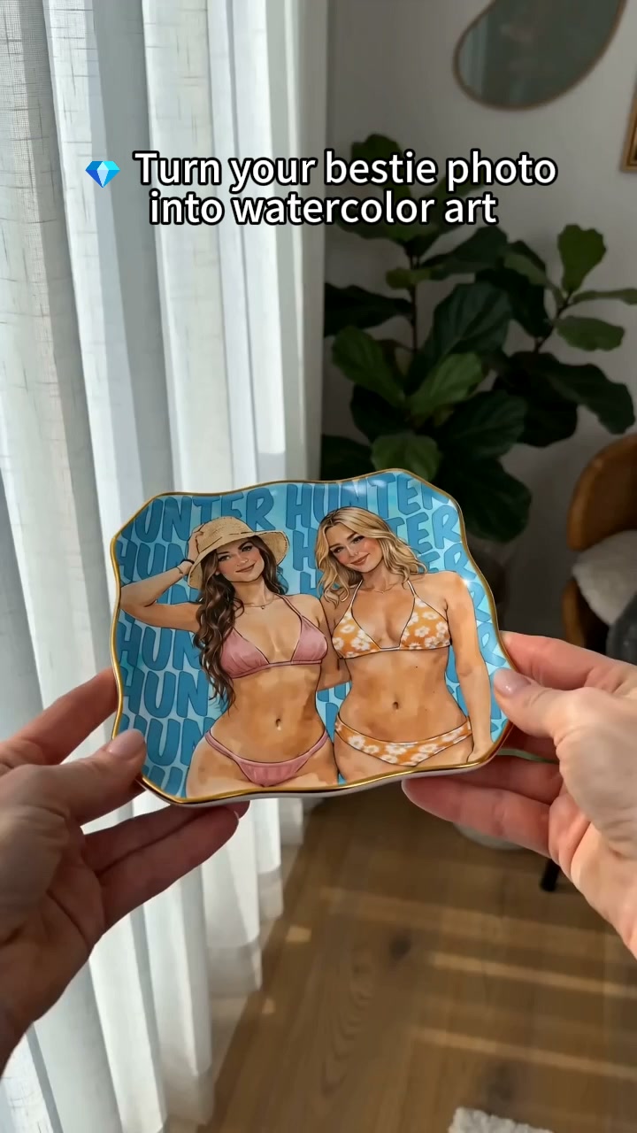Custom Bestie Watercolor Jewelry Dish