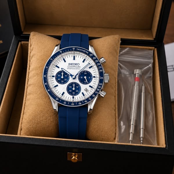 Custom Seiko Blue Racing Chronograph Mod Watch