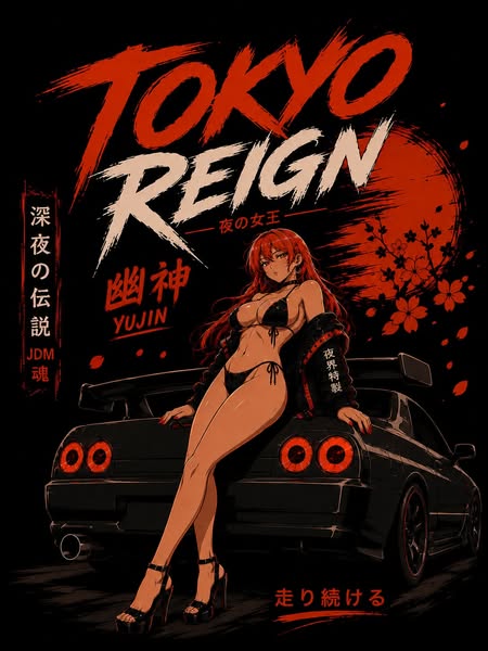 Tokyo Reign Car T-Shirt | Yūjin Japanese Anime Streetwear Clothing
