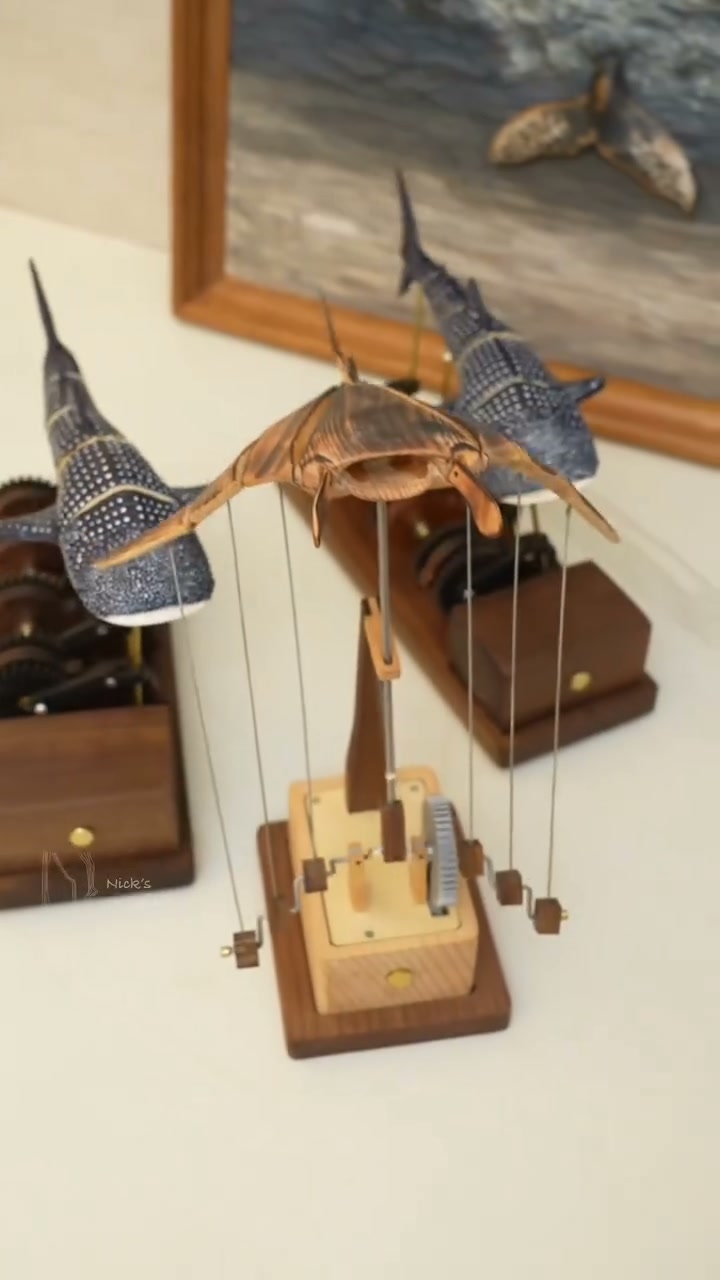 Handcrafted Wooden Ocean Animal Mechanical Model
