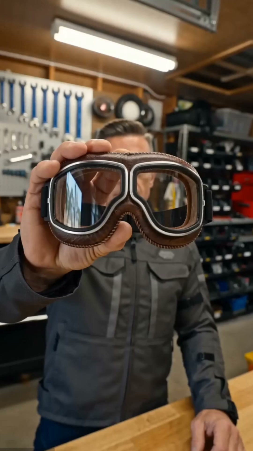 OTG Vintage Motorcycle Goggles - Fits Over Prescription Glasses, Soft Padded Retro Riding Glasses with Anti-Slip Strap & UV400 Clas
