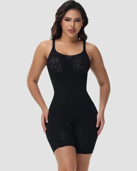 Shapshe® Seamless Rose Jacquard Shapewear Bodysuit Black / XS