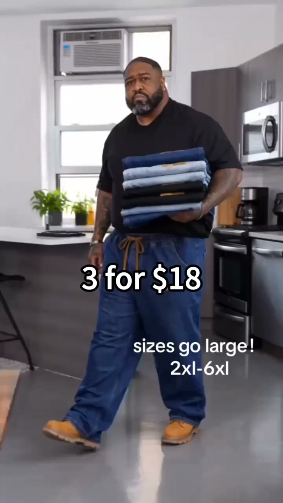 Men's Plus Size Wide Leg Jeans with Elastic Waist