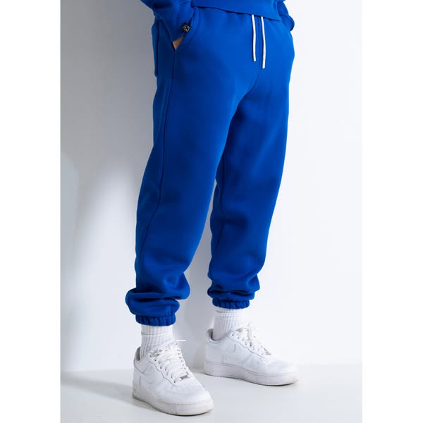 Vinyl φορμα μπλε με κεντημα cotton regular fit - needlecraft logo pants
