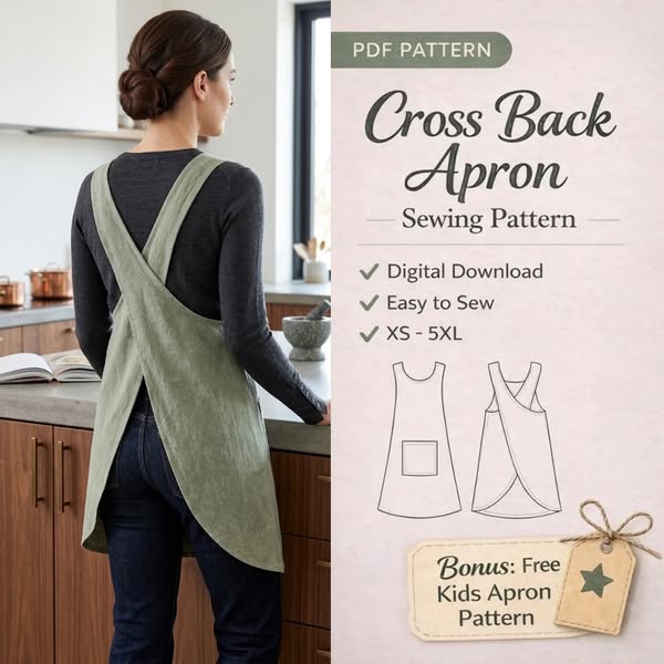 90% Off Cross Back Apron Sewing Pattern PDF