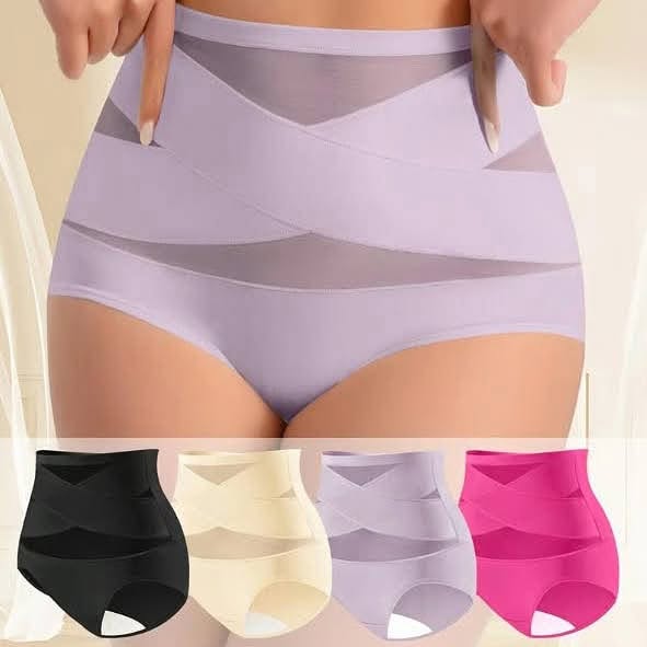 4er-Pack Miederhöschen mit hoher Taille für Damen – Nahtlose Miederhöschen aus Seidennetzgewebe, zum Abnehmen und Po-Liften – Atmungsakt