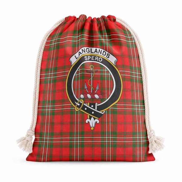 Langlands Tartan Crest Christmas Gift Bag - Coat of Arms Rustic Holiday Decor - S