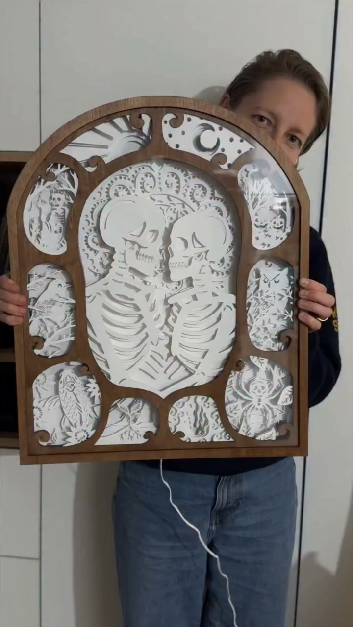 Meine bisher größte Día-de-los-Muertos-Lichtbox aus Acryl