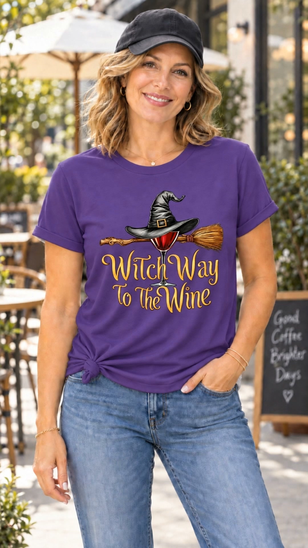 Witch Way To The Wine T-Shirt, Funny Halloween Wine Lover Graphic Tee