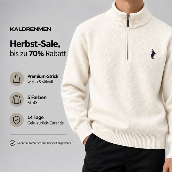 Herren Troyer Pullover – Strickpullover mit Stehkragen